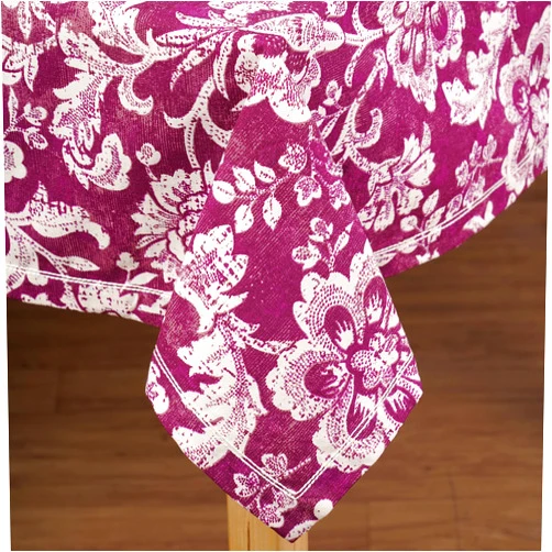 VLiving Plum DOMINOTERIE Bold Floral Print Cotton Table Cover 54x54 Inches