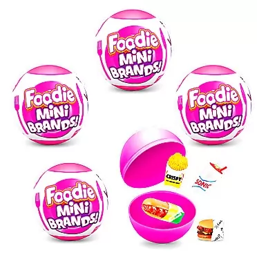 5 Surprise 77310 Foodie Mini (4 Pack) by ZURU Mystery Capsule Real Miniature Brands, Collectibles, Fast Food Toys and Shopping Accessories 4 Pack Single