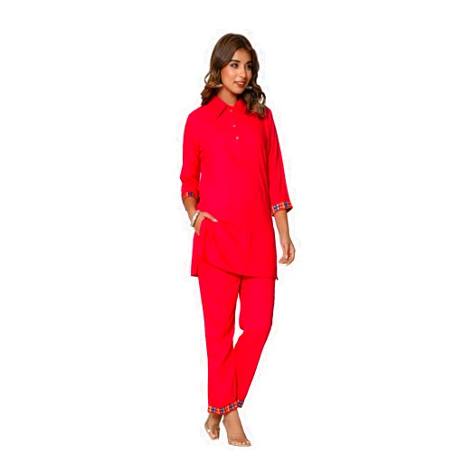 Vi VIHAAN IMPEX Pink Rayon Co-ord Set for Women, Stylish Partywear Dress