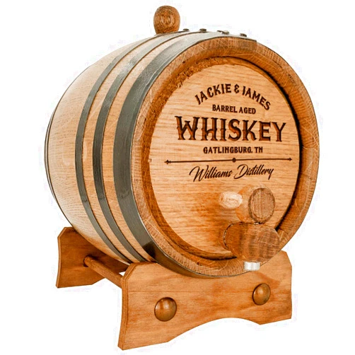 Sofia's Findings Personalized - Customized American White Oak Aging Barrel - Barrel Aged (2 Liters, Black Hoops)