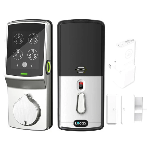 Lockly Secure Pro Wi-Fi Smart Deadbolt, Keyless Entry Door Lock 3D Biometric Fingerprint App Control Digital Touchscreen Keypad, Voice Control, Auto Lock - Satin Nickel