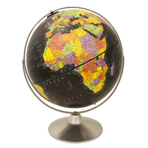 Replogle Starlight, Black Ocean World Globe, Desktop Piece, Gyro-matic meridian, Silver base, Detailed Cartography