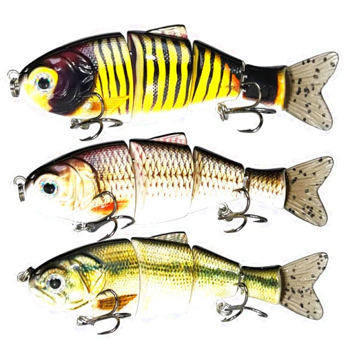 Proaovao Lifelike 3 Fishing Lures for Bass Trout Perch- Jointed Swimbait Hard Bait Freshwater Saltwater Fishing Gear Tackle Lures Kit