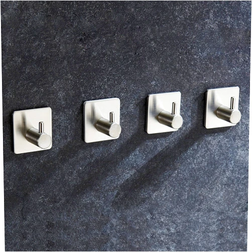 LareinaXXX 4-Pack Towel/Robe Hook Self Adhesive for Kitchen Bathroom SUS304 Stainless Steel Brushed
