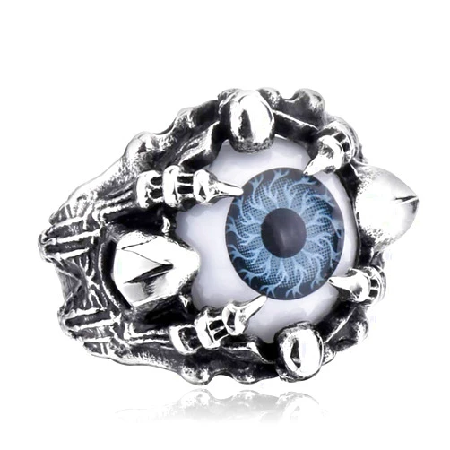 ZMY Home Men's Fashion Jewelry Stainless Steel Rings, Punk Demon Evil Eye Skull Ring for Men