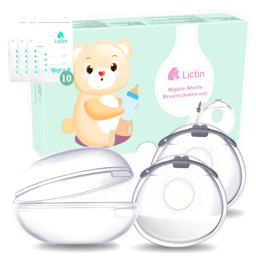 Lictin Breast Shell Breastmilk Collector for Breastfeeding-2 Pcs Silicone Breast Pad Nursing Cup Milk Saver for Nursing Moms Protect Sore Nipples Soft and Reusable with Box