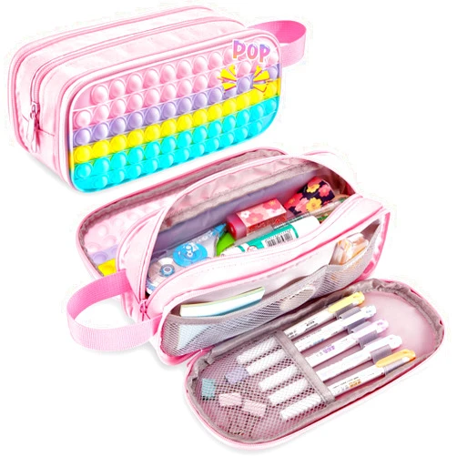 GOHEYI Large Pencil Case for Girls Big Capacity Pencil Pouch Back to School Supplies for Kids Cute Pencil Case Organizer Kids Back to School Gifts Pink Pencil Box Pencil Holder Teens Special Pop Pen Bag