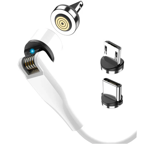Terasako Magnetic Fast Charging Cable 4-Pack [3ft/3ft/6ft/6ft], 3A Phone Charger Cable with Data Transfer and LED Light, 360°& 180° Rotating Cords Compatible with Micro USB, USB C and iProduct