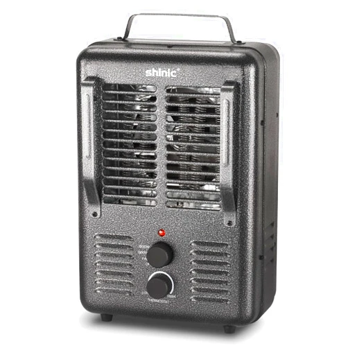 Shinic Space Heater,1500W Milkhouse Heater with Thermostat, Stay Cool Durable Metal Housing, Overheat protection, 3-Prong Plug, Tip-Over Auto Shut Off, Utility Heater for Garage, Bedroom, Greenhouse