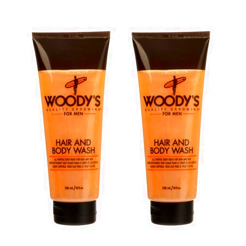 Woody's 2-in-1 Hair & Body Wash for Men - Sulfate-Free Cleanser & Moisturizing Men's Body Wash with Deep Cleansing, Hydrating Fresh Scent, 10 fl oz, 2 Pack