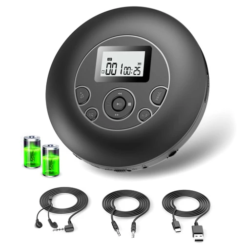 Desobry Portable CD Player with Rechargeable Battery Personal CD Players with Headphones LCD Display Anti-Skip Protection Playback Memory CD Player for Car Walkman CD Player Music Media