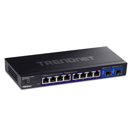 TRENDnet 10-Port Multi-Gig Web Smart Switch, 8 x 2.5GBASE-T Ports, 2 x 10G SFP+ Slots, Metal Housing, Managed Network Ethernet Switch, Lifetime Protection, Black, TEG-3102WS