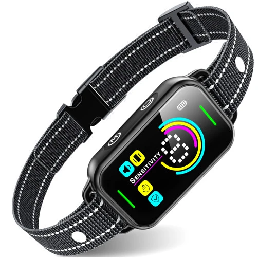 DINJOO Bark Collar, Dog Bark Collar for Large Medium Small Dogs,Smart Bark Collar,Rechargeable Anti Barking Training Collar with 8 Adjustable Sensitivity,Bark Collar with Beep (Dark Black)
