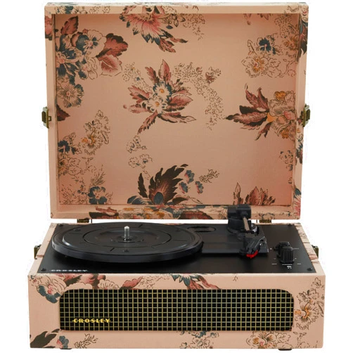 Crosley CR8017B-FL Voyager Vintage Portable Vinyl Record Player Turntable with Bluetooth in/Out and Built-in Speakers, Floral