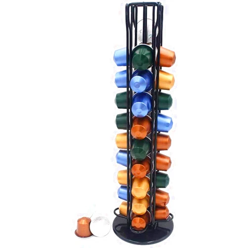 ZECENN Coffee Capsule Storage Holder for Nespresso, Capsule Spinning Carousel Rack 360 Degree Rotatable Coffee Capsules Holder Rack for Nespresso, Holds 40 Coffee Pods, Ideal-for Home & Office (Black)