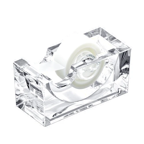 Amazing Abby - Tanya - Acrylic Tape Dispenser, Plastic Label Roll Holder, Clear Sticker Organizer, Perfect Office Desktop Storage Solution for Tapes, Labels, Stickers, and More