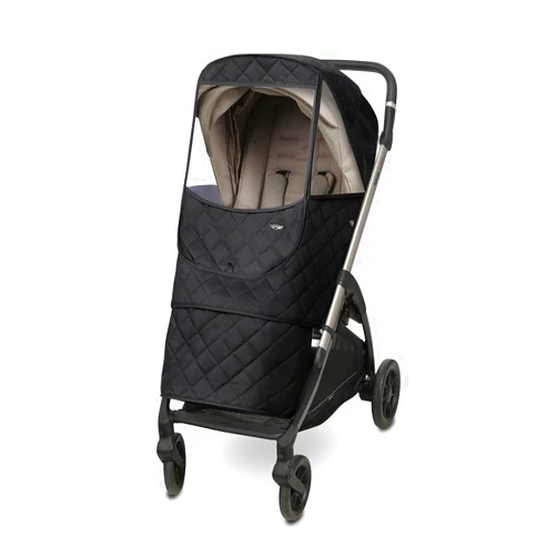 Manito Melange Padded Universal Stroller Weather Shield, Insulated, Water-Repellent, Thermal Protection for Rain, Snow, Wind & Cold, Fall & Winter, Forward and Rear Facing Compatible (Black)