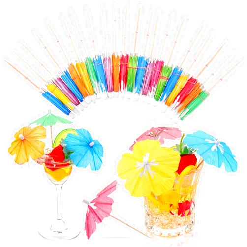 Patelai 48 Pieces Drink Umbrellas Cocktail Picks Hawaiian Multi Color Drink Umbrellas Tropical Paper Umbrella Cupcake Topper for Party Supplies (Flower Style)
