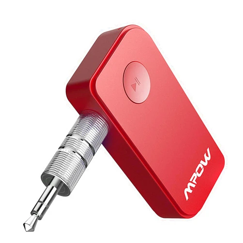 Mpow 044 Bluetooth Receiver 5.0 for Car Stereo, Bluetooth Car Adapter for 10 Hours Non-Stop Music Streaming or 8 Hours Hands-Free Calls,Bluetooth Aux Adapter Supports Siri & Google Assistant Rose Red