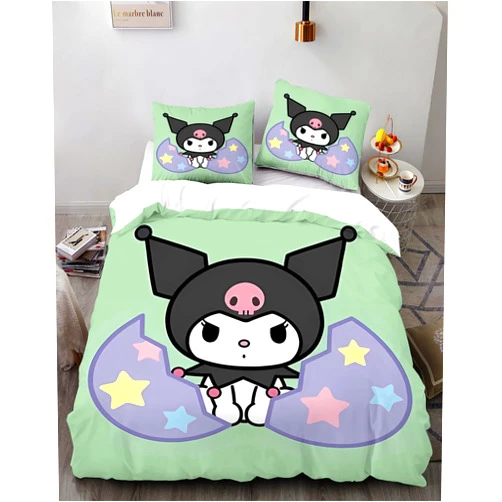 EIANLAI 3 Piece Anime Bedding Set 3D Printed Cartoon Soft Duvet Cover Set for Bedroom (1 Duvet Cover & 2 Pillowcases)-Queen