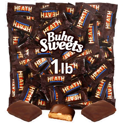 Buha Sweets Heath Bars Chocolate Candy, English Toffee Candy, Perfect Mini Candy Bars for Parties Birthdays, and Everyday Snacking, Ideal Halloween Candy for Sharing or Enjoying on Any Occasion (1 Pound)