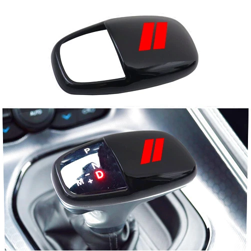 SENSHINE Gear Shift Knob Head Cover for Dodge Charger Challenger Accessories 2015-2023 2024 Durango 2016-2024 ABS Interior Shell Insert Decoration Protector Gear Shifter Cover (Red Trim)