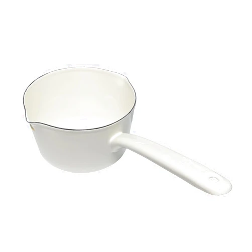 LIFTATAPA Enamel Milk Pan, 1.2L Mini Butter Warmer, Enamelware Saucepan Pan with Pour Spout, Nonstick Enamel Milk Pot, Enamel Melting Pot for Induction Electric Gas Stoves