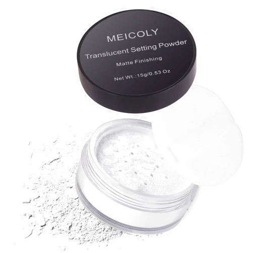 MEICOLY Talc-Free Setting Powder with Sifter,Long Lasting Loose Face Powder,Translucent Powder Colorset Powder,Matte Finishing White Face Paint Setting Powder for Halloween SFX Makeup,Oil Control