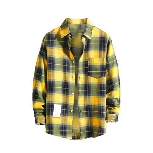 Generic Men's Flannel Shirts Long Sleeve Cotton Plaid Shirt Jacket Casual Button Down Shirt with Pockets Flannel Plaid Shirt