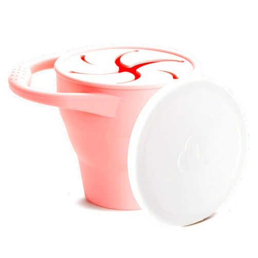 Munchkin C’est Silicone! Snack Catcher Toddler Snack Cup with Lid, Coral