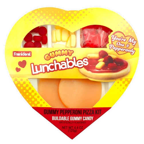 Frankford Lunchables Gummy Candy Pepperoni Pizza Kit Heart Shaped Box Gift