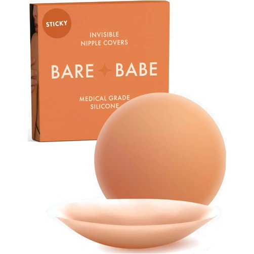 Bare Babe Reusable Silicone Nipple Covers - Waterproof, Nude, 4 Shades - Sticky Breast Stickers for Strapless Dress