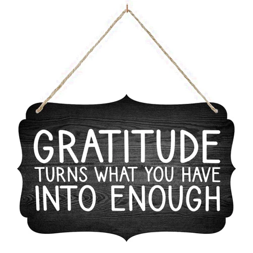 Senbzo Wood Decorations Hanging Signs Gratitude Turns What You Have Into Enough Wood Signs Design Hanging Gift Decor For Home Coffee House Bar 12x6 Inch