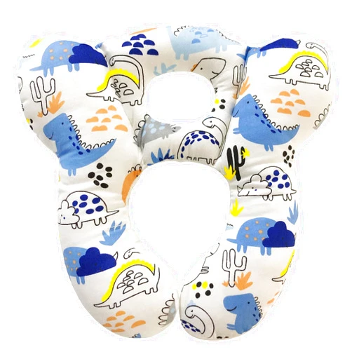 DEEZOMO Baby Travel Pillow,Soft and Skin Friendly Kids Cushion for Car Seat - Newborn Pillow for Pushchair,Car Seat,Travel (Blue Dinosaur)