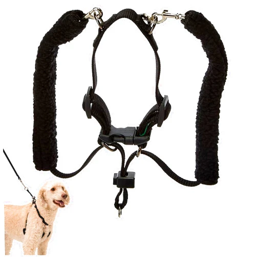 Sporn Original Training Halter, No Pull Dog Harness for Large Dogs with Black Padded Sherpa Sleeves, Breathable Large Dog Harness No Pull, Provides to All Large Sized Breeds