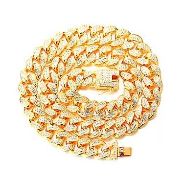Halukakah Gold Chain for Men Iced Out,14MM/20MM Men's 18k Real Gold Plated/Platinum White Gold Finish Diamond Cuban Link Chain Miami Choker Necklace Bracelet,Full Cz Prong Set,with Giftbox 20MM Gold Plated Necklace 22.0 Inches