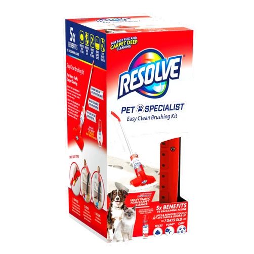 Resolve Pet Specialist Easy Clean Brushing Kit includes High Traffic Foam Carpet Cleaner, Pet Stain and Odor Remover, 22oz