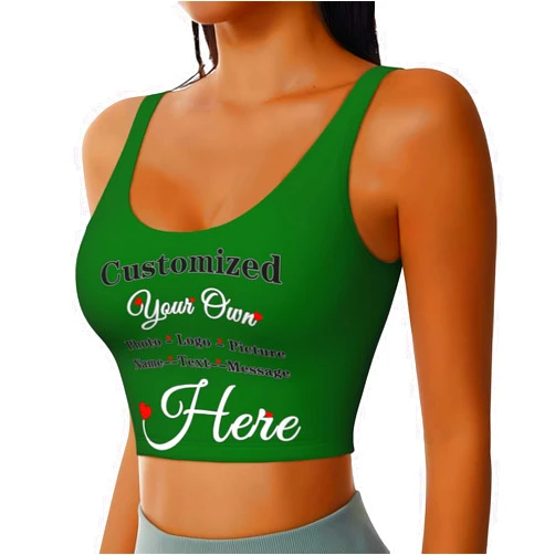 Aziucteh Custom Sports Bras Women Personalized Vest Workout Tank Tops Add Your Own Team Logo Text Name Picture Photo Customized Gift