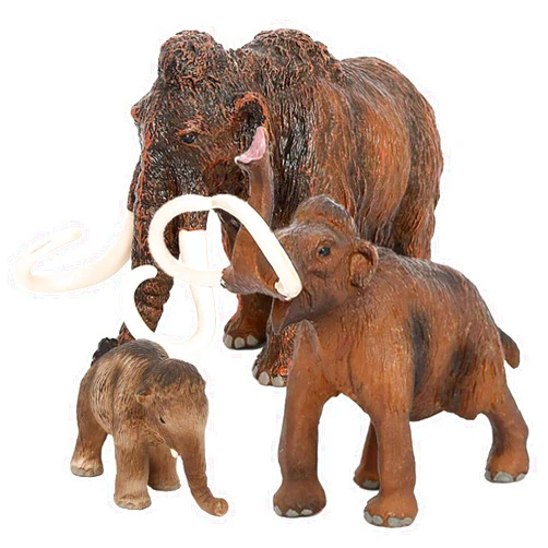 Vankcp 3PCS Figurines Mammoth Family Toys,Realistic Ancient Elephant Figurines Model, Cake Toppers Playset Eduactional Toys Party Playset Toys Ideal Gift