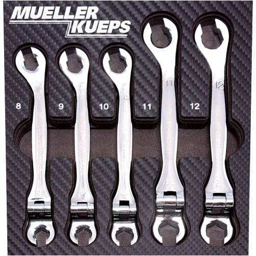 Mueller-Kueps 457 705 Line Wrench Kit with Joint (with 8mm, 9mm, 10mm, 11mm, 12mm)