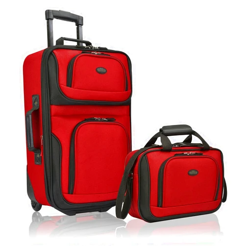 U.S. Traveler Rio Rugged Fabric Expandable Carry-On Luggage Set, Red, 2 Count(Pack of 1)