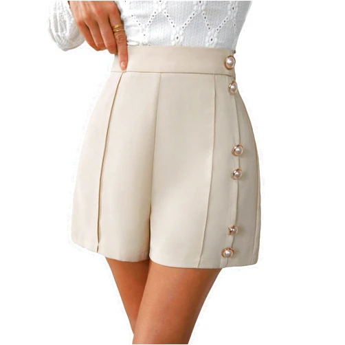 SweatyRocks Women's High Waist Straight Leg Shorts Button Front Loose Fit Work Office Mini Shorts