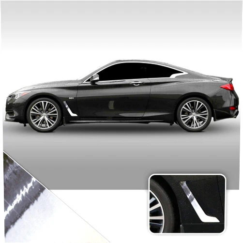 Gomu Side Vent Fin Chrome Delete Vinyl Decal Overlay Trim Wrap Compatible with Infiniti Q60 2017 2018 2019 2020 - Chrome Silver