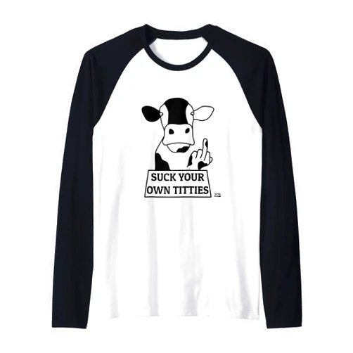 Seitan Panado Suck Your Own Titties - Original Illustration - BeVegan Raglan Baseball Tee