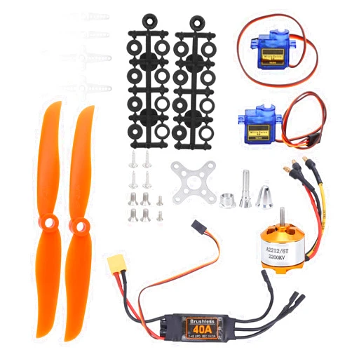 Yoboamic RC Plane Motor Kit, A2212 KV2200 Brushless Motor, 40A XT60T SG90 Servo 6035 Propeller Accessory Kit for RC Airplane Motor
