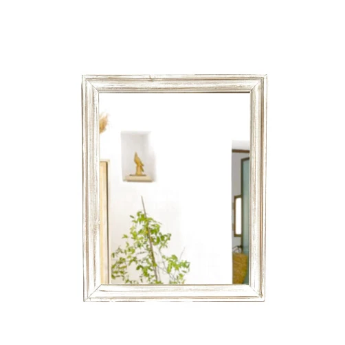 GIFTAYA Wood Frame Wall Mirror 16x20 inches | Rustic White Farmhouse Mirror Decor | Vertical and Horizontal Hanging | Living Room Bathroom (Distressed White)