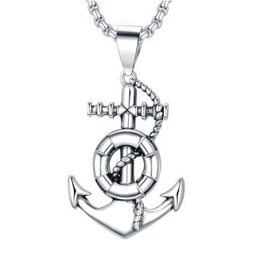 Swordgod Nautical Anchor Necklace for Men Women 925 Sterling Silver Navy Mooring Rope Anchor Pendant Necklace Jwelry Gift for Him Her