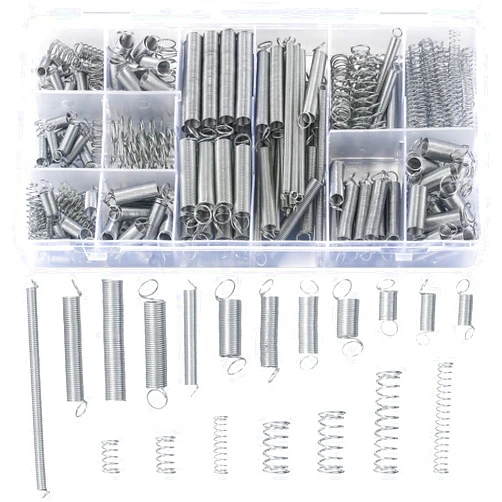 Bnnrjia 210 Pcs Spring Assortment Kit, Compression and Extension Springs, Zinc Plated Steel Wire Springs Repair Set for Home Repairs Tool, 20 Kinds Sizes