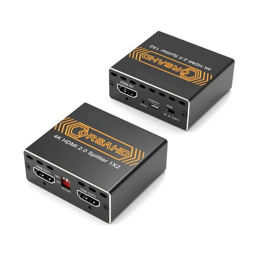 CORSAHD 4K@60Hz HDMI Splitter 1x2 4:4:4,18 Gbps,Supports Soundbar,HDCP Bypass,EDID,Duplicate/Mirror/Copy,Downscale, HDR,Dolby Vision Atmos,4K HDMI Splitter 1 in 2 Out for Dual Monitors