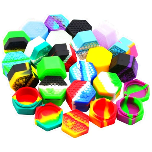KUVIS 26ml Hexagon Silicone Wax Containers Concentrate Non-stick Jars (15)